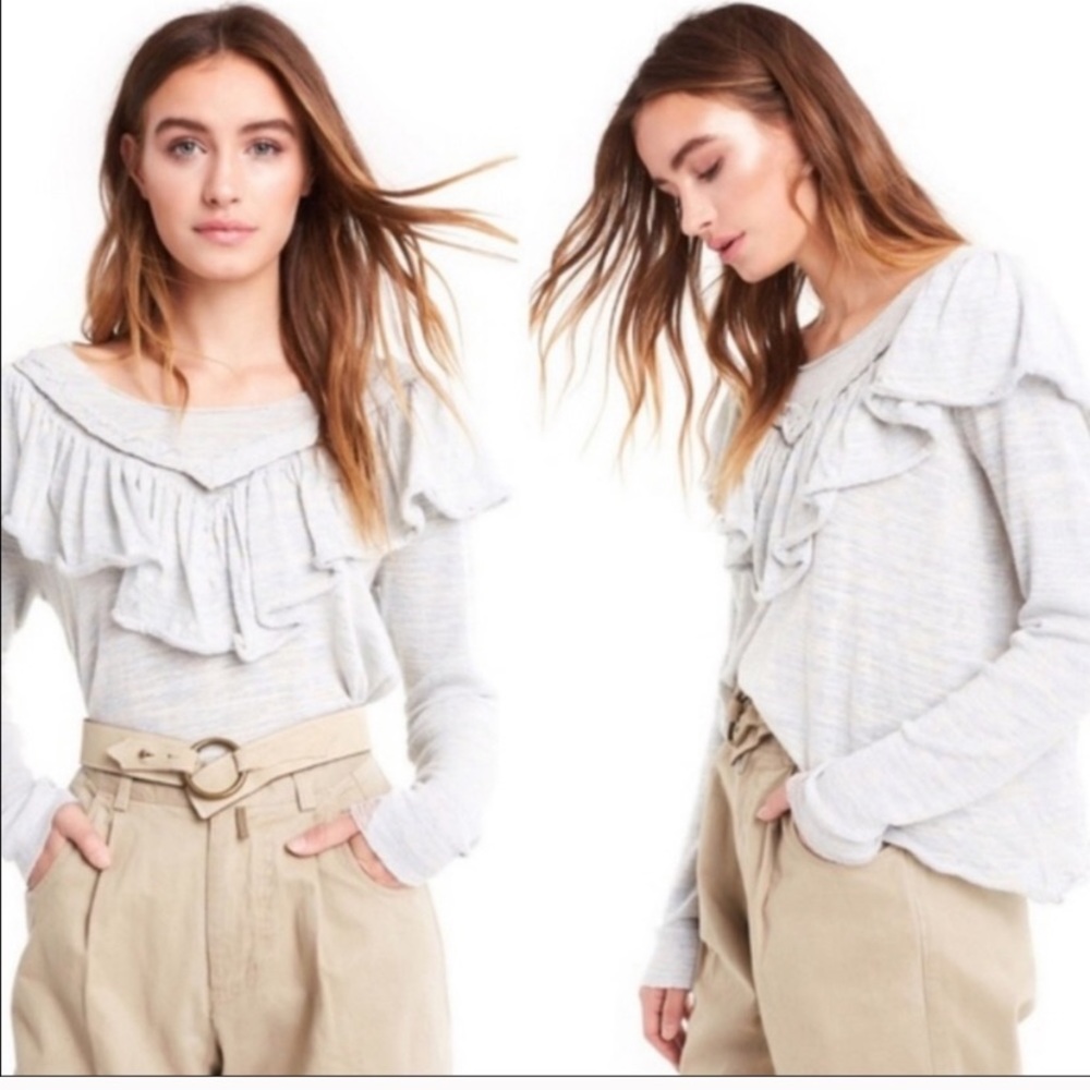 NWT Wildfox blue lais ruffle cropped sweater